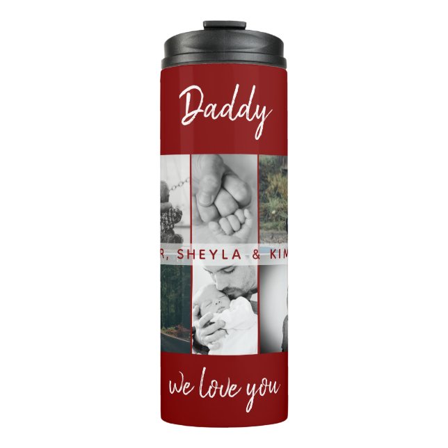 Father with Kids and Family Dad Photo Collage Thermal Tumbler (Front)