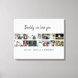 Father with Kids Family 14 Photo Collage Keepsake Canvas Print