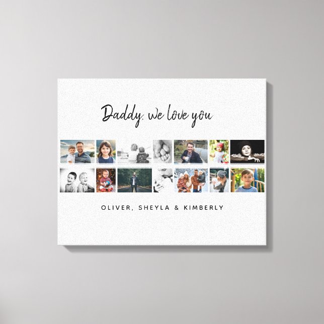 Father with Kids Family 14 Photo Collage Keepsake Canvas Print (Front)