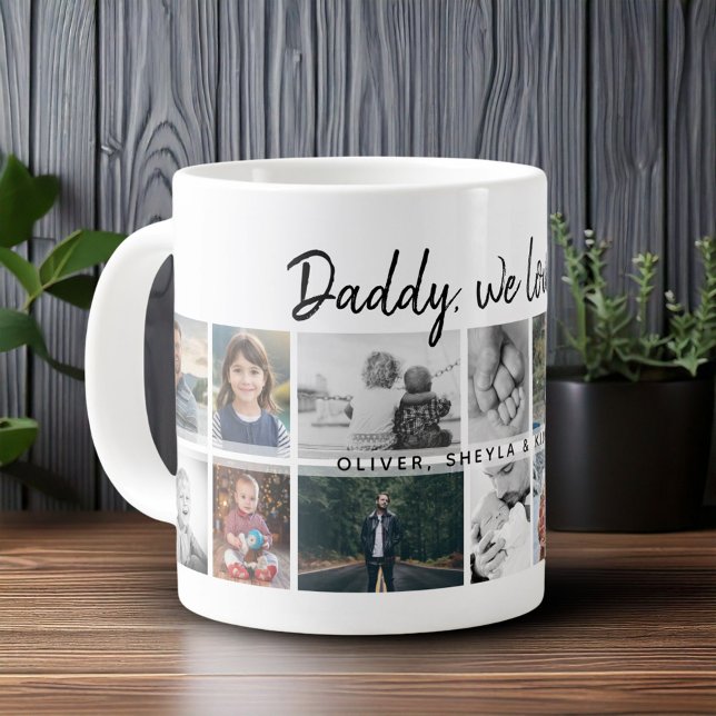 Father with Kids Family Dad 14 Photo Collage  Large Coffee Mug (Creator Uploaded)