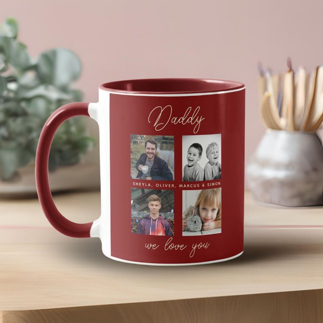 Father with Kids Family Daddy 4 Photo Collage  Mug (Creator Uploaded)