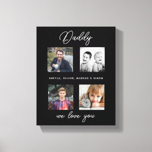 Father with Kids Family Daddy Photo Collage Canvas Print