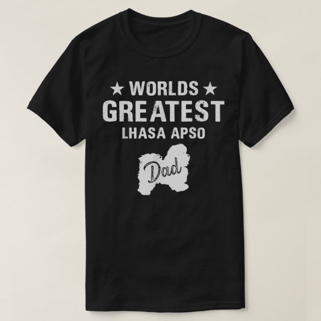 Father Worlds Greatest Lhasa Apso Dog Dad Paw Cute T-Shirt (Design Front)