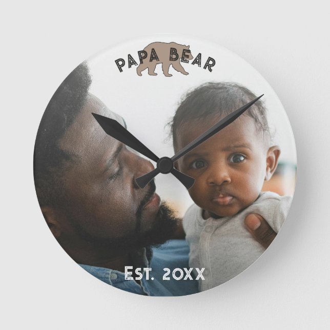 Father Year Established Photo  Round Clock (Front)