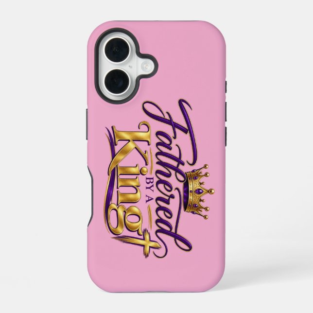 Fathered by a King iPhone 16 Case (Back)