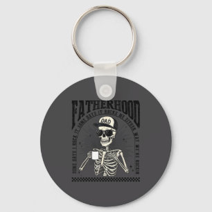 Fatherhood Skeleton Rockin Some Days Funny Vintage Keychain