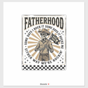 Fatherhood Vintage Skeleton Cowboy Dad Shirt Desig