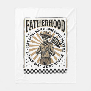 Fatherhood Vintage Skeleton Cowboy Dad Shirt Desig Fleece Blanket