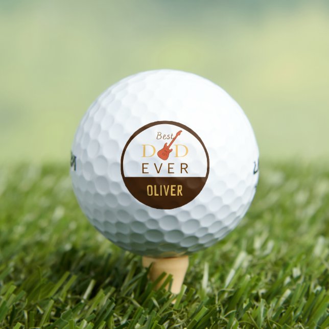 Father's Best Dad Ever Music Guitar Modern Trendy  Golf Balls (Insitu Tee)