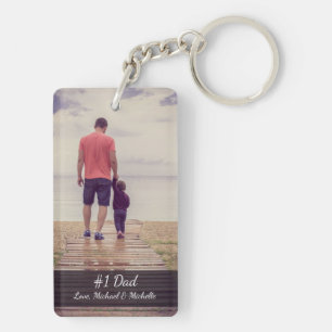 Father's Day #1 Dad Photo Names Keychain