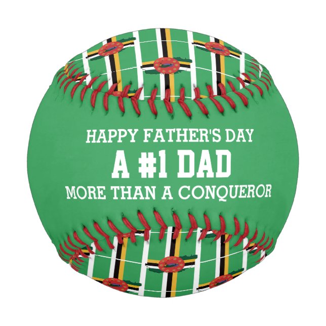 Father's Day #1 NUMBER 1 DAD Dominica FLAG Baseball (Front)