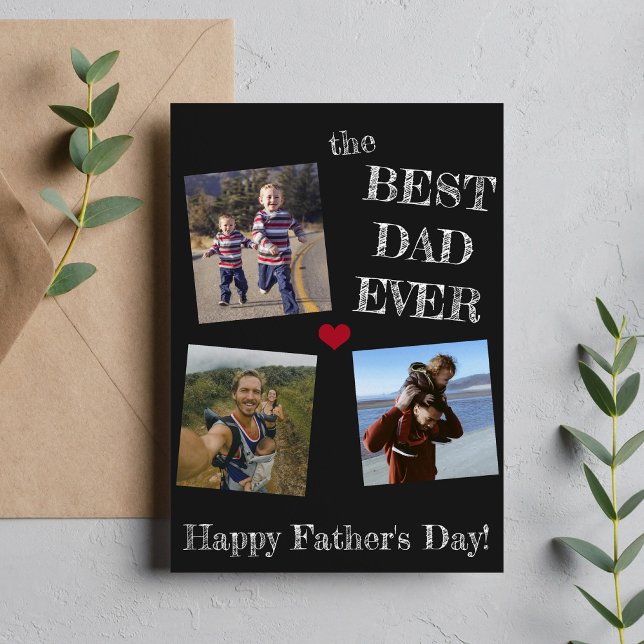 Father's Day 3 photo collage best dad ever Card (Creator Uploaded)