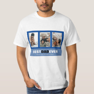 Father's Day 3 Photo Collage Custom T-Shirt