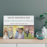 Fathers Day 3 Photo Collage Grey Blue Faux Canvas Print<br><div class="desc">Father's Day Photo Canvas which you can personalize with 3 of your favourite photos, your custom message, name(s) and the year. You can also edit Happy Father's Day to a different occasion if you wish. The design has typewriter text and modern typography with a contemporary colour palette of dark grey...</div>