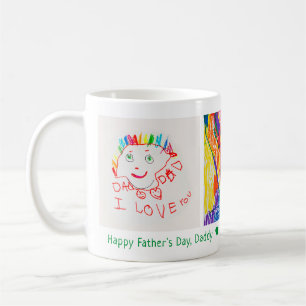 Father's Day 3 Photo Custom Kid's Art Coffee Mug