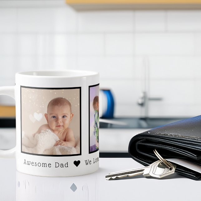 Father's Day 3 Photo Personalized Large Coffee Mug (Father's Day 3 Photo Personalized Giant Coffee Mug)