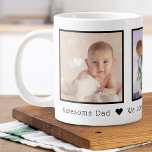 Father's Day 3 Photo Personalized Large Coffee Mug<br><div class="desc">Custom printed coffee mug personalized with your photos and a custom Father's Day message. Add 3 special photos with a personal message. Message me if you need assistance or have any special requests.</div>