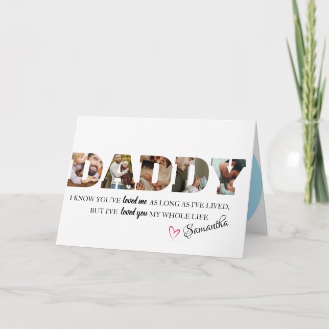 Father's Day 3 Photo Personalized Modern Daddy Card (Front)