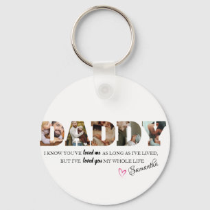 Father's Day 3 Photo Personalized Modern Daddy  Keychain