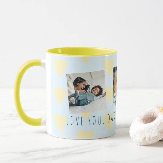 Father's Day 3 photo shoots collage Love you Daddy Mug (With Donut)
