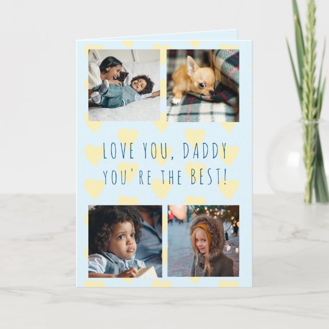 Father's Day 4 photo shoots collage Love you Daddy Card (Front)