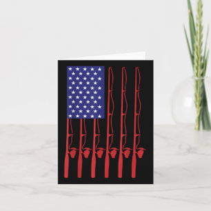 Fathers Day 4th Of July Fishing American Flag  Card