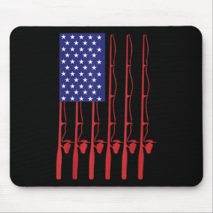Fathers Day 4th Of July Fishing American Flag Mouse Pad