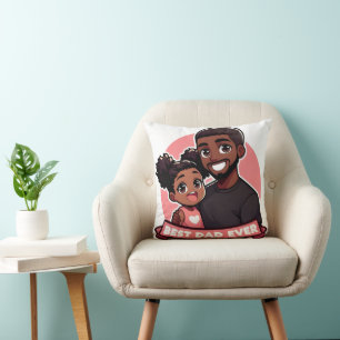 Father's Day - A black father and his daughter Throw Pillow