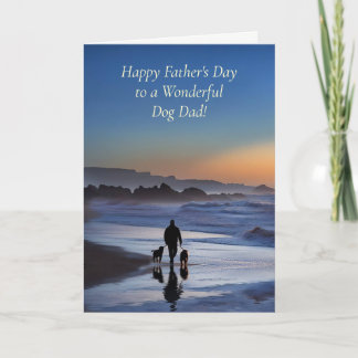 Fathers Day at the Beach with Dogs Sunset Dog Dad  Card
