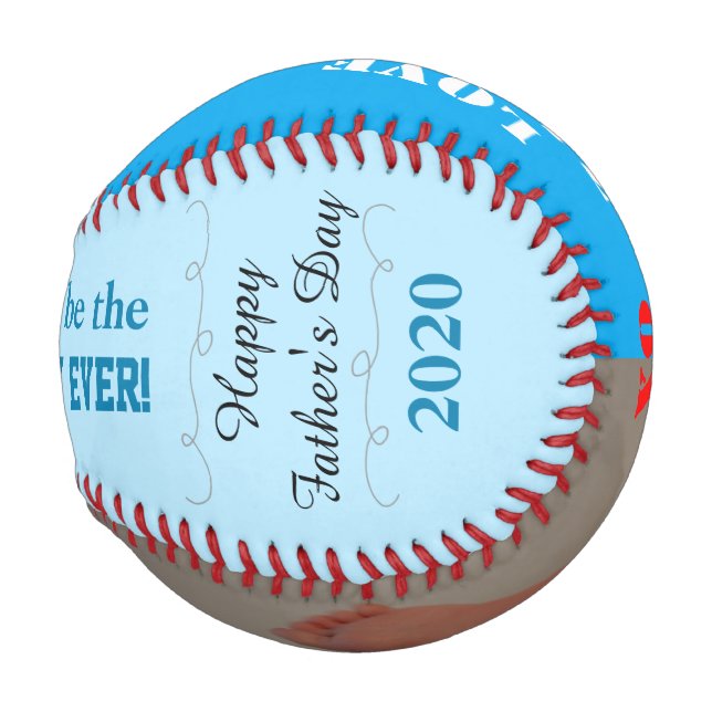 Father's Day Baby Boy Blue Photo Baseball (Front Right)