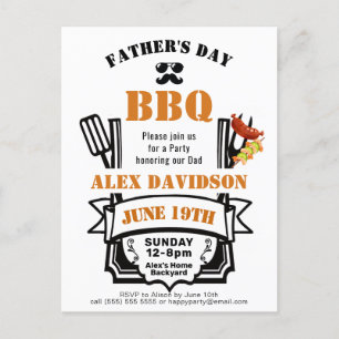 Father's Day Backyard Orange Ribbon BBQ Party Postcard