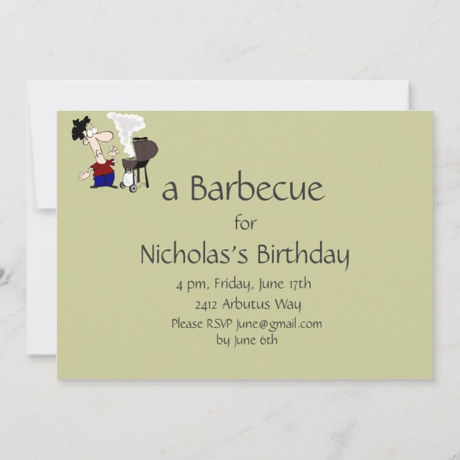 Father's Day Barbecue Birthday Cartoon Humour Invitation (Back)