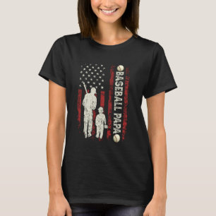 Father's Day Baseball Papa USA Flag Gifts Dad Men  T-Shirt