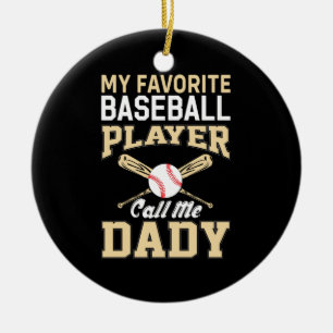 Father's Day Baseball Player Call Me Dad Ceramic Ornament