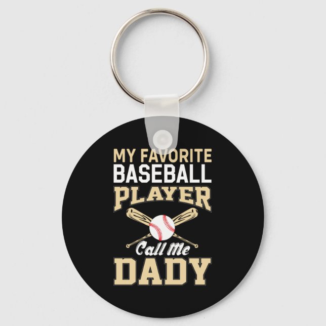 Father's Day Baseball Player Call Me Dad Keychain (Front)