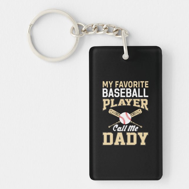 Father's Day Baseball Player Call Me Dad Keychain (Front)