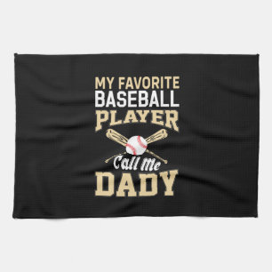 Father's Day Baseball Player Call Me Dad Kitchen Towel