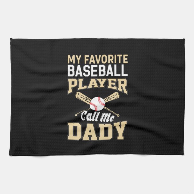 Father's Day Baseball Player Call Me Dad Kitchen Towel (Horizontal)