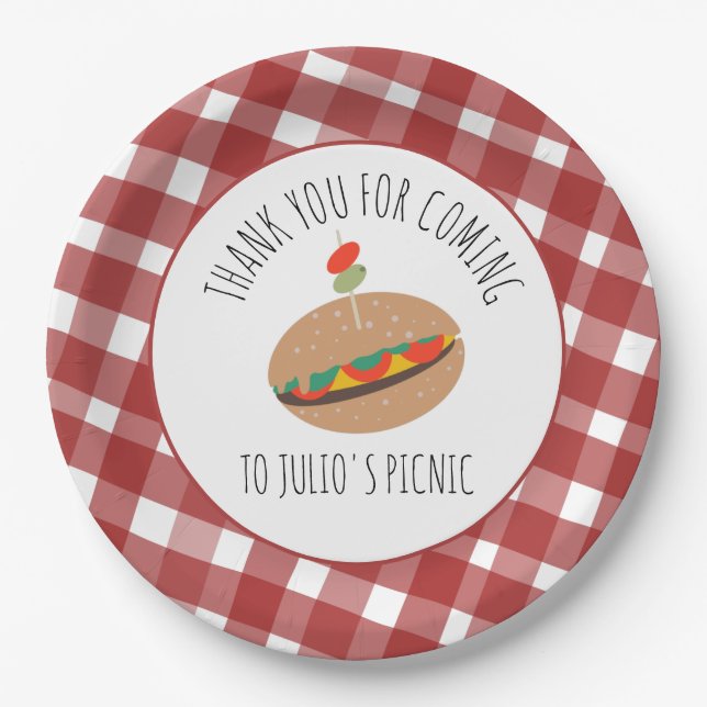 Father's Day BBQ Picnic Event Sandwich   Paper Plate (Front)