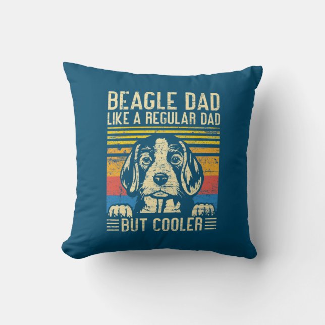 Father's Day | Beagle Dog Dad Throw Pillow (Front)