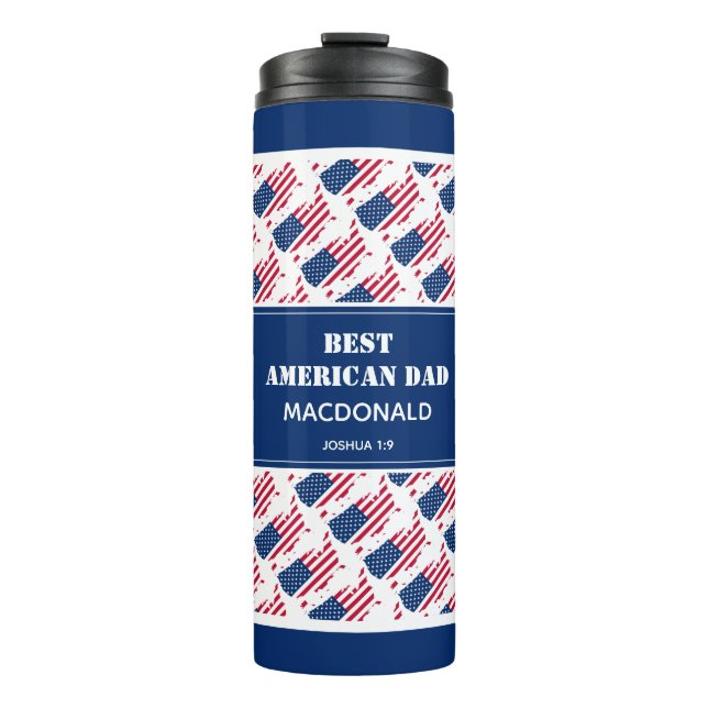 Father's Day BEST AMERICAN DAD USA Custom America Thermal Tumbler (Front)