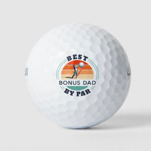 Fathers Day Best Bonus Dad By Par Retro Stepdad Golf Balls