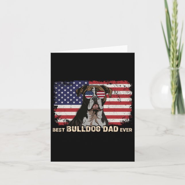Fathers Day Best Bulldog Dad Ever Retro Gift Ameri Card (Front)