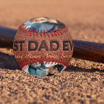 Father's Day Best Dad brown leather stamp photo Baseball<br><div class="desc">Vintage brown leather "BEST DAD EVER" bold typography stamp baseball personalized with your 3 photos,  text,  and signature.              Could be a great keepsake gift for your father for Father's Day,  birthday,  Christmas or any other occasion.</div>