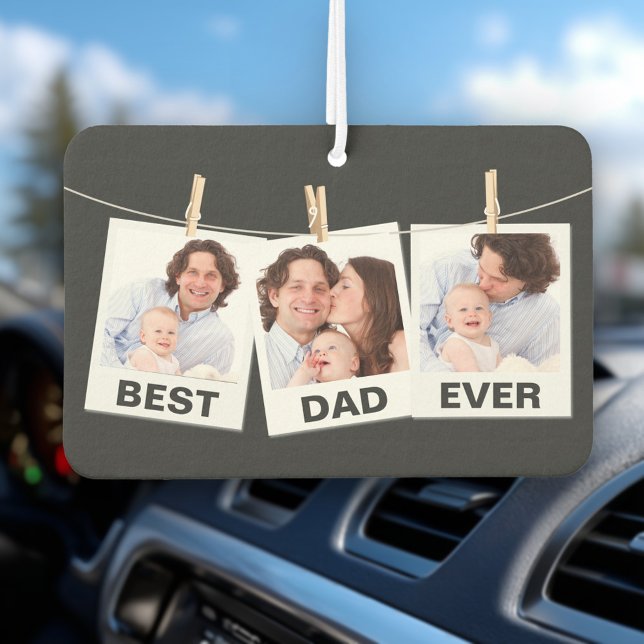 Father's Day | Best Dad Ever 3 Photo Collage Air Freshener (Creator Uploaded)