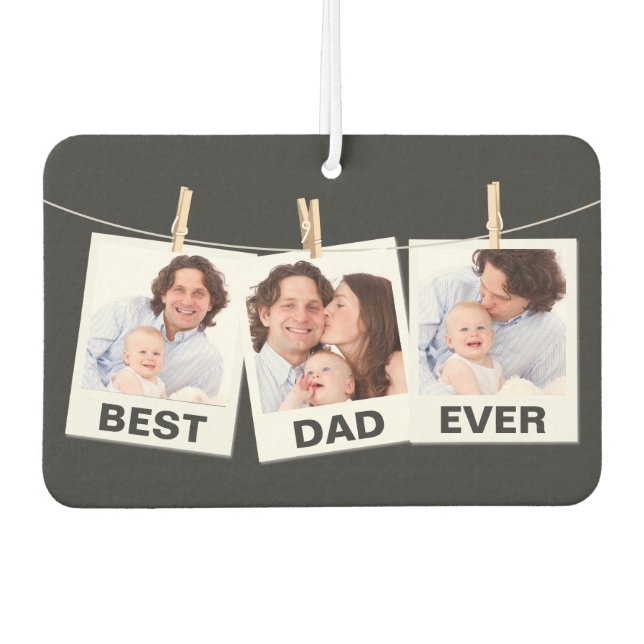 Father's Day | Best Dad Ever 3 Photo Collage Air Freshener (Front)
