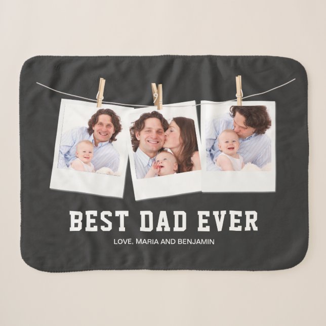 Father's Day | Best Dad Ever 3 Photo Collage Sherpa Blanket (Front (Horizontal))