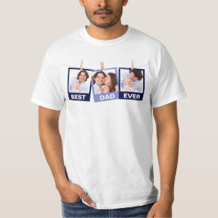 Father's Day Best Dad Ever 3 Photo Collage T-Shirt