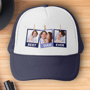 Father's Day Best Dad Ever 3 Photo Collage Trucker Hat