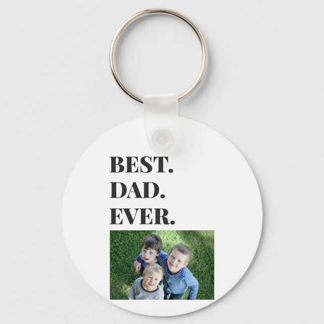 Fathers Day Best Dad Ever Kids Photo Keychain (Front)